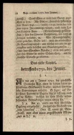 Das eilfte Kapitel, betreffend 1751. den Jenner