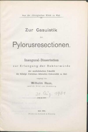 Zur Casuistik der Pylorusresectionen