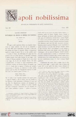Alcune opinioni intorno al seggi o sedili di Napoli
