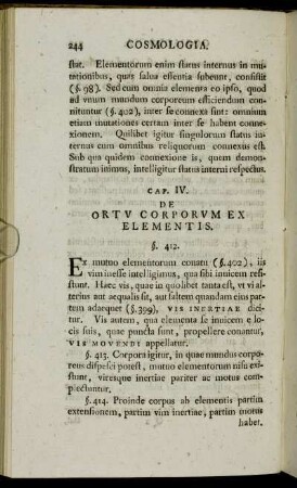 Cap. IV. De Ortu Corporum Ex Elementis