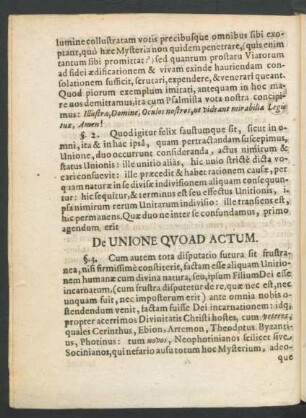 De Unione Quoad Actum.