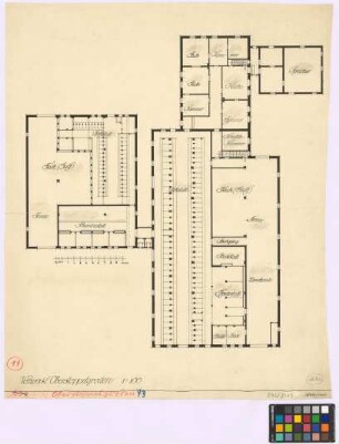 Oberstoppelgroden (Zetel): Vorwerk. - Wohnteil (Grundriss). - zwei Stallteile (Grundriss)