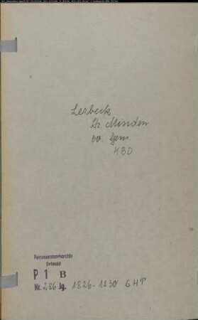 Kirchenbuchduplikat der evangelischen Gemeinde Lerbeck, Kreis Minden (GHT 1826-1830) (Gemeinde: Evangelische Gemeinde Lerbeck)