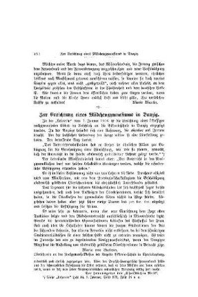Zur Errichtung eines Mädchengymnasiums in Danzig