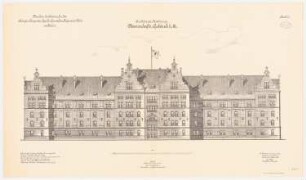 Kaserne des Garde-Kürassier-Regiments und des Königin-Augusta-Garde-Grenadier-Regiments Nr. 4, Berlin: Garde-Cürassier-Regiment, Mannschaftsgebäude I - III: Vorderansicht 1:100