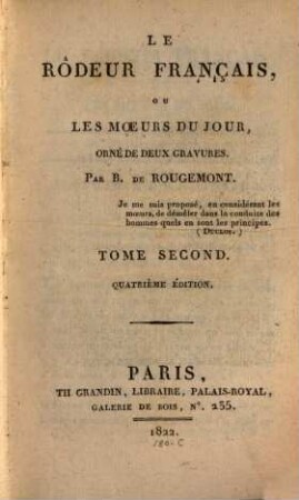 Le rôdeur français, ou les moeurs du jour, 2