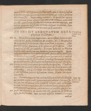Tertia Pars Litis. An Ens Sit Adaequatum Metaphysicae obiectum?