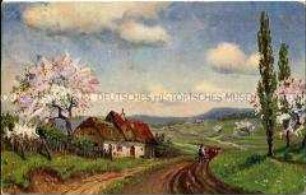 Landschaft mit pflügendem Bauern