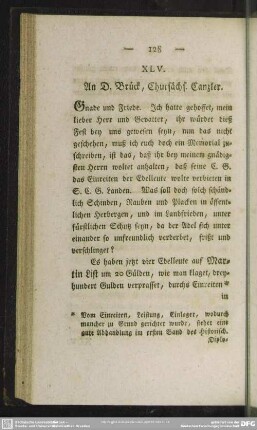 XLV. An D. Brück, Chursächs. Canzler