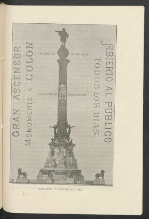 [Columna de Colón en Barcelona, 1888. - Ilustración]