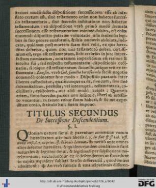Titulus Secundus.