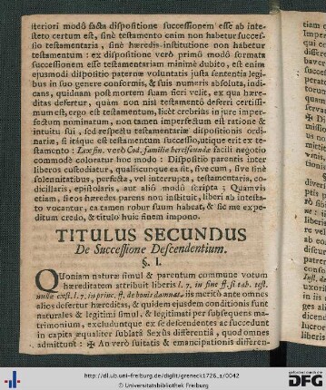 Titulus Secundus.