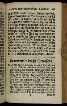 Anmerkungen des sel. Verfassers. - Zusatz des Herausgebers zu dieser Anmerkung.