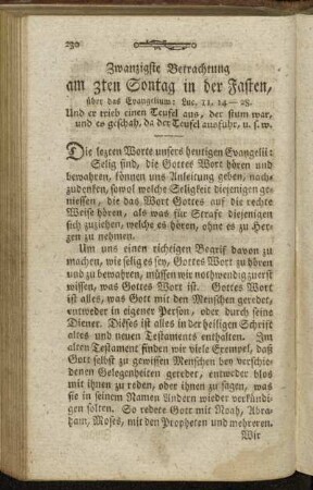 Zwanzigste Betrachtung am 3ten Sontag in der Fasten, [...]