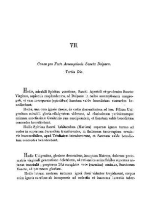 VII. Canon pro Festo Assumptionis Sanctæ Deiparæ. Tertia Die.