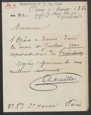 Brief an Friedrich Wilhelm Jähns : 01.08.1880