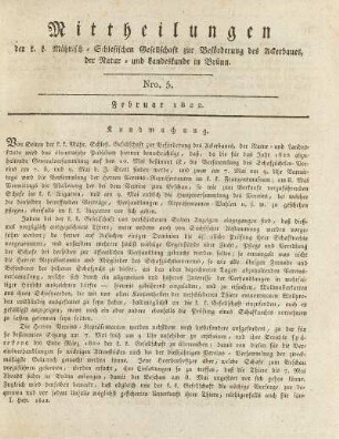 5.1822: Mittheilungen. Nro. 5. Februar 1822.