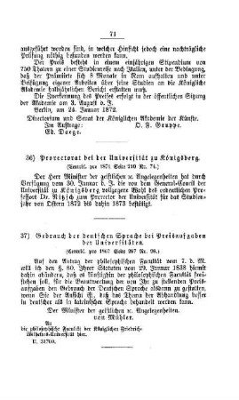 Prorectorat bei der Universität zu Königsberg : [II. Akademien und Universitäten]
