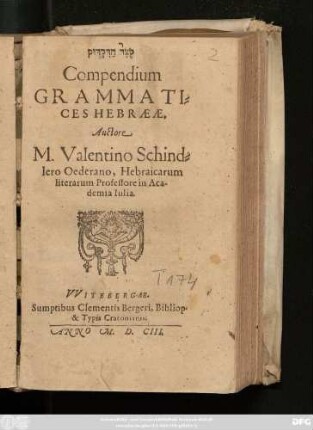 [...] Compendium Grammatices Hebraeae