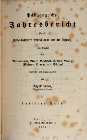 Pädagogischer Jahresbericht : von .... 12, 12. 1859