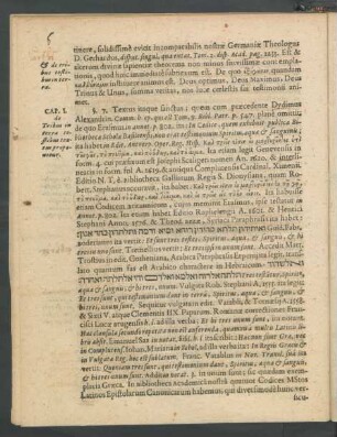Cap. I. de Tribus in terra testibus textus proponitur.