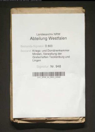 Register von den ungewissen Gefällen (der Kirchspiele Ibbenbüren, Recke, Mettingen und Brochterbeck) in der Obergrafschaft Lingen pro 1797-1798