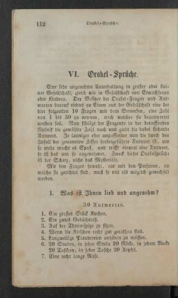 VI. Orakel-Sprüche.
