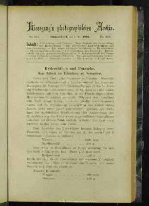 Hydrochinon und Potasche