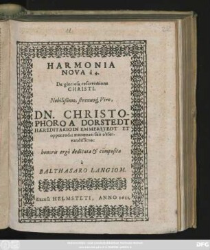 Harmonia Nova a 4. De gloriosa resurrectione Christi