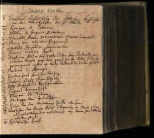 Handschriftliches Inhaltsverzeichnis des Sammelbandes