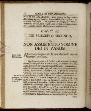 Caput III. De Præcepto Secundo, De Non Assumendo Nomine Dei In Vanum.