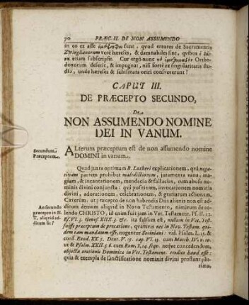 Caput III. De Præcepto Secundo, De Non Assumendo Nomine Dei In Vanum.