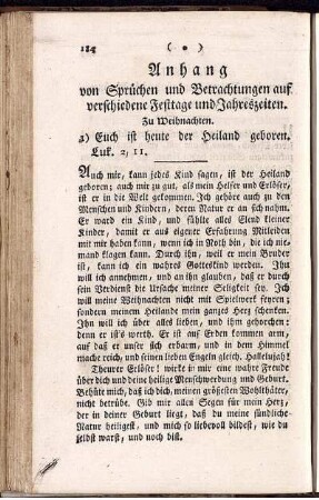Anhang von Sprüchen und Betrachtungen auf verschiedene Festtage und Jahreszeiten.