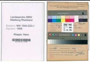 Entnazifizierung Hans Kloppe , geb. 23.10.1900 (Lehrer)
