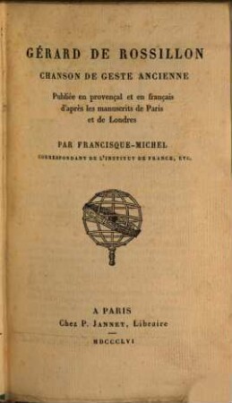 Gérard de Rossillon : chanson de geste ancienne