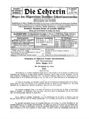 Kriegstagung des Allgemeinen Deutschen Lehrerinnenvereins : (XIV. Generalversammlung) ; Die Dienstpflicht der Frau. Leitsätze