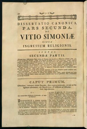 478-512, Pars Secunda. De Vitio Simoniae Circa Ingressum Religionis.