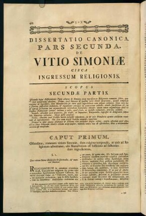 478-512, Pars Secunda. De Vitio Simoniae Circa Ingressum Religionis.