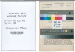 Entnazifizierung Wilhelm Zimmermann , geb. 22.03.1896 (Stadtrat)