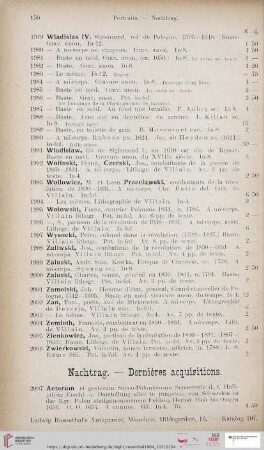 Nachtrag. Dernières acquisitions (Nr. 2007 - 2042)
