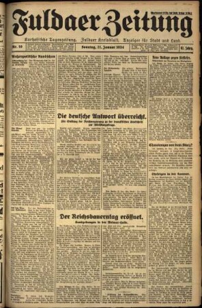 Ausgabe vom Sonntag, den 21. Januar 1934.