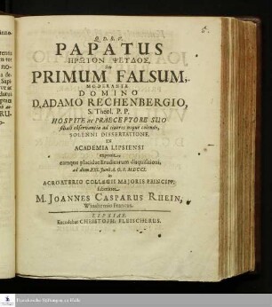 Papatus Prōton Pseudos, Seu Primum Falsum