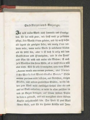 Subscriptions-Anzeige.