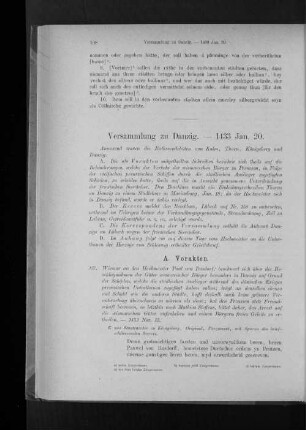 Versammlung zu Danzig. - 1433 Jan. 20.