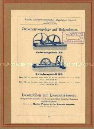 Zwischenvorgelege auf Holzrahmen