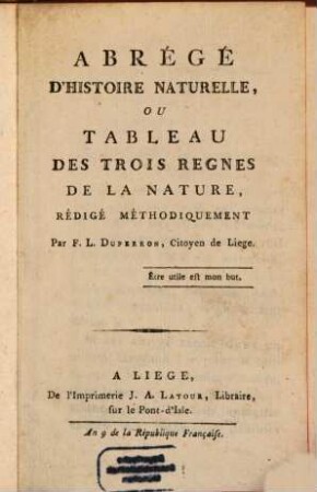 Abrégé d'histoire naturelle