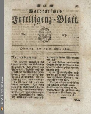 No. 13. Dienstag, den 29ten Merz 1808