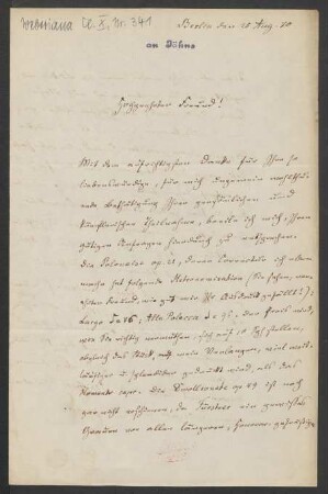 Brief an Friedrich Wilhelm Jähns : 25.08.1870