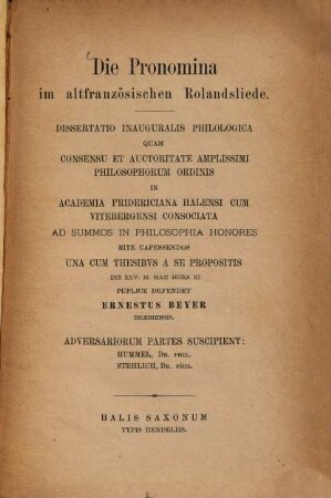 Die Pronomina im altfranzösischen Rolandsliede
