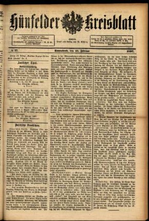 Ausgabe vom Samstag, den 13. Februar 1897.